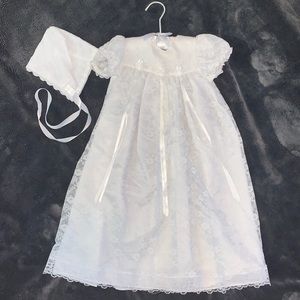 Baby girl Baptismal Dress with Bonnet